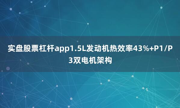 实盘股票杠杆app1.5L发动机热效率43%+P1/P3双电机架构