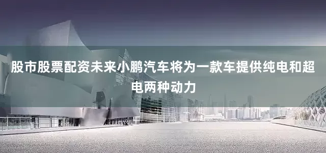 股市股票配资未来小鹏汽车将为一款车提供纯电和超电两种动力